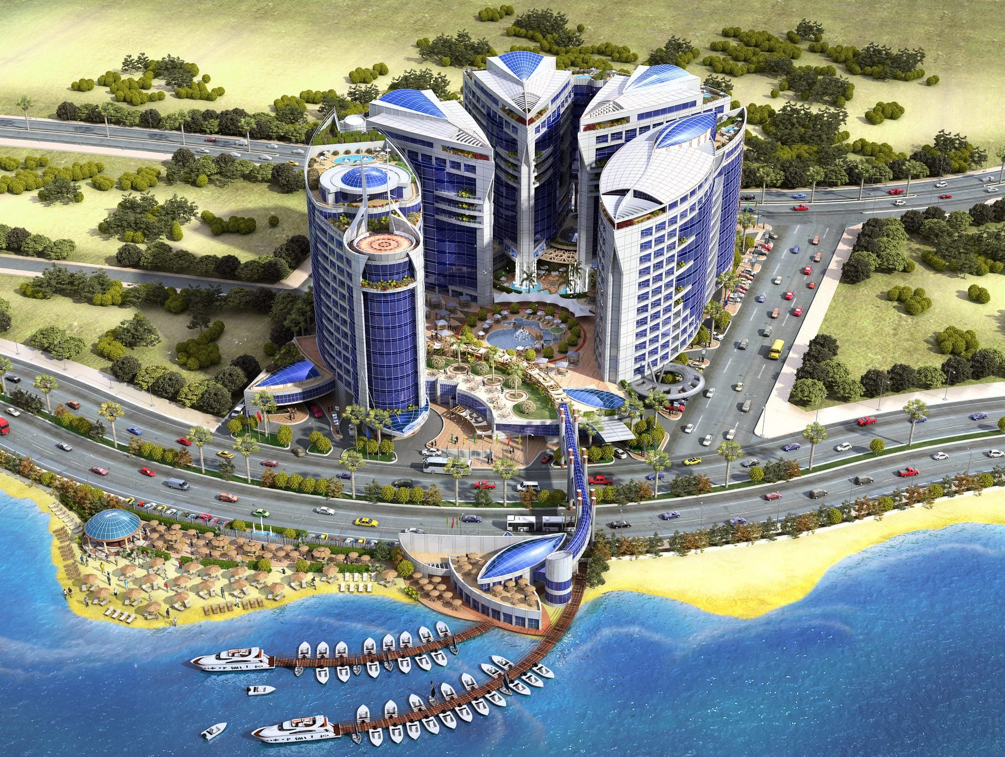 التصميم الهندسي المتكامل لمجمع ساحلي